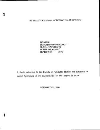 The structure and function of yeast k1 toxin / thumbnail