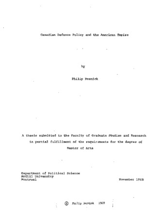 Canadian defence policy and the American empire thumbnail