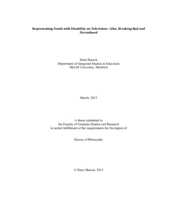 Representing youth with disability on televison - Glee, Breaking Bad and Parenthood thumbnail