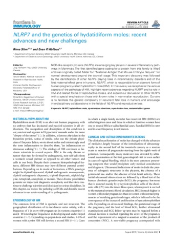 NLRP7 and the genetics of hydatidiform moles: recent advances and new challenges thumbnail