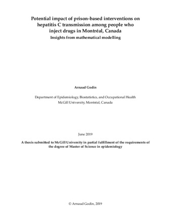 Potential impact of prison-based interventions on hepatitis C transmission among people who inject drugs in Montréal, Canada Insights from mathematical modelling thumbnail
