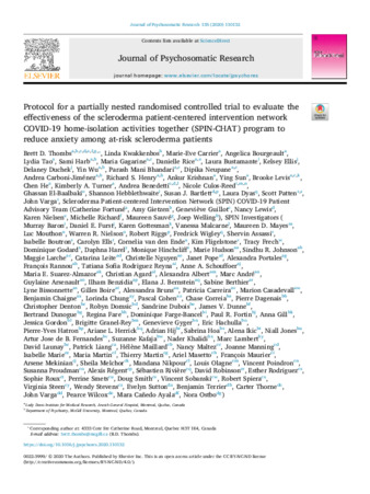 Protocol for a partially nested randomised controlled trial to evaluate the effectiveness of the scleroderma patient-centered intervention network COVID-19 home-isolation activities together (SPIN-CHAT) program to reduce anxiety among at-risk scleroderma patients thumbnail