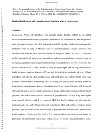 Profiles of individuals with cannabis-related disorders thumbnail