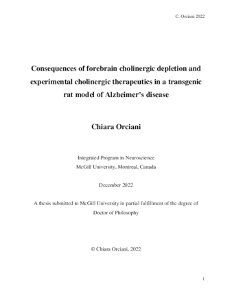 Consequences of forebrain cholinergic depletion and experimental cholinergic therapeutics in a transgenic rat model of Alzheimer’s disease thumbnail