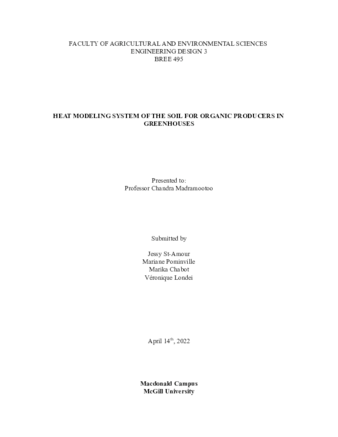 Heat Modelling System of the Soil for Organic Producers in Greenhouses thumbnail