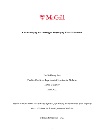Characterizing the Phenotypic Plasticity of Uveal Melanoma thumbnail