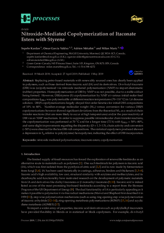 Nitroxide-Mediated Copolymerization of Itaconate Esters with Styrene thumbnail