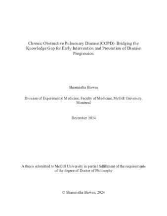Chronic obstructive pulmonary disease (COPD): bridging the knowledge gap for early intervention and prevention of disease progression. thumbnail