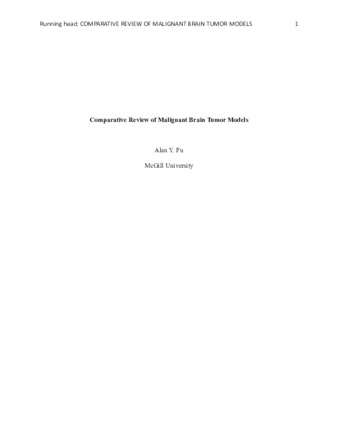 Comparative Review of Malignant Brain Tumor Models thumbnail