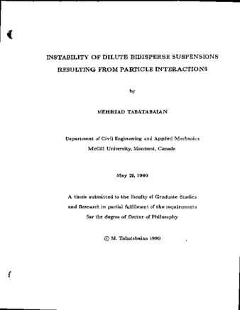 Instability of dilute bidisperse suspensions resulting from particle interactions thumbnail