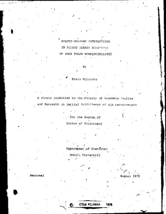 Solute-solvent interactions in dilute binary solutions of some polar nonelectrolytes thumbnail