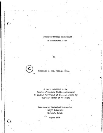 Stochastic fatigue crack growth : an experimental study thumbnail