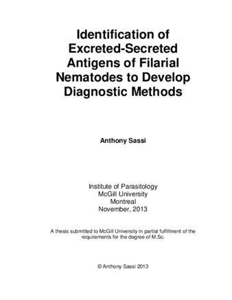 Identification of excreted-secreted antigens of filarial nematodes to develop diagnostic methods thumbnail