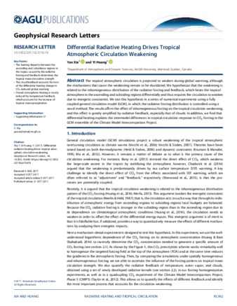 Differential Radiative Heating Drives Tropical Atmospheric Circulation Weakening thumbnail