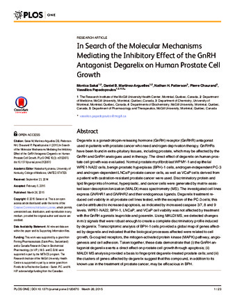 In Search of the Molecular Mechanisms Mediating the Inhibitory Effect of the GnRH Antagonist Degarelix on Human Prostate Cell Growth thumbnail