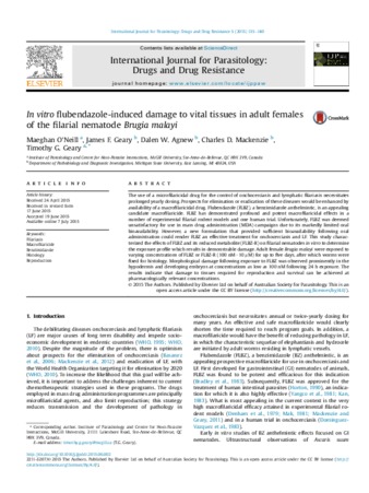In vitro flubendazole-induced damage to vital tissues in adult females of the filarial nematode Brugia malayi thumbnail