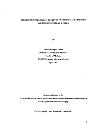 Studies of interleukin-9 receptor expression and function on human tonsillar B cells thumbnail