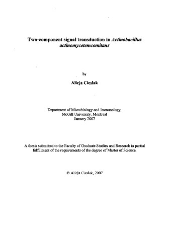 Two-component signal transduction in Actinobacillus actinomycetemcomitans thumbnail