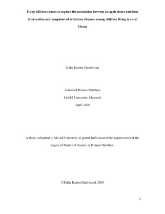 Using different lenses to explore the association between an agriculture nutrition intervention and symptoms of infectious diseases among children living in rural Ghana thumbnail