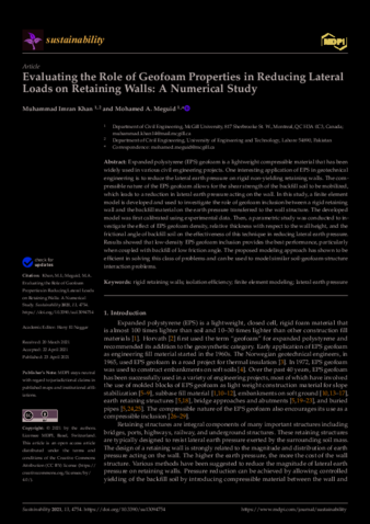 Evaluating the Role of Geofoam Properties in Reducing Lateral Loads on Retaining Walls: A Numerical Study thumbnail