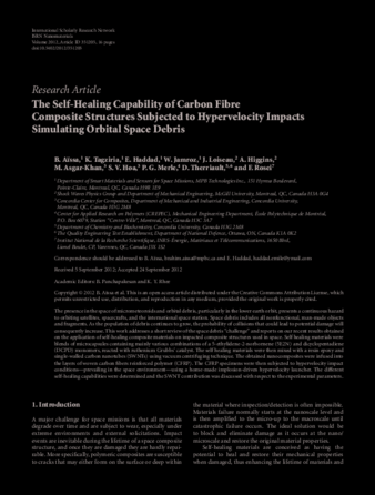 The Self-Healing Capability of Carbon Fibre Composite Structures Subjected to Hypervelocity Impacts Simulating Orbital Space Debris thumbnail