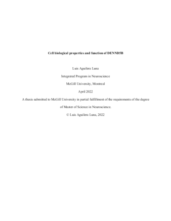 Cell biological properties and function of DENND5B thumbnail