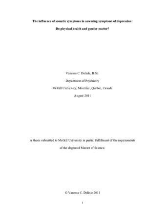 The influence of somatic symptoms in assessing symptoms of depression: do physical health and gender matter? thumbnail