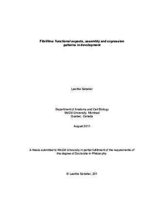 Fibrillins: functional aspects, assembly and expression patterns in development thumbnail