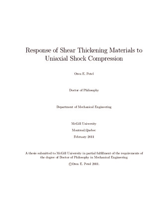 Response of shear thickening materials to uniaxial shock compression thumbnail