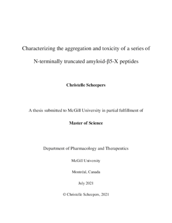 Characterizing the aggregation and toxicity of a series of N-terminally truncated amyloid-β5-X peptides thumbnail