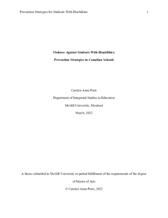 Violence against students with disabilities:  Prevention strategies in Canadian schools thumbnail