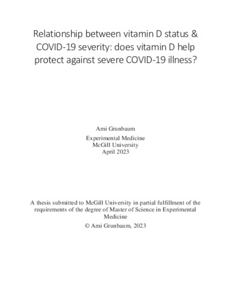 Relationship between vitamin D status & COVID-19 severity: does vitamin D help protect against severe COVID-19 illness? thumbnail