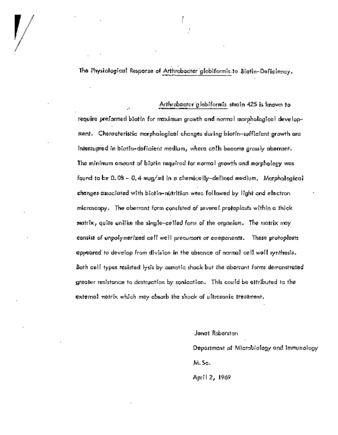 The physiological response of Arthrobacter globiformis to biotin deficiency thumbnail
