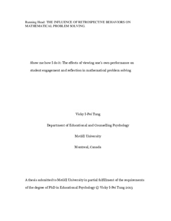 Show me how I do it: the effects of viewing one's own performance on student engagement and reflection in mathematical problem solving thumbnail