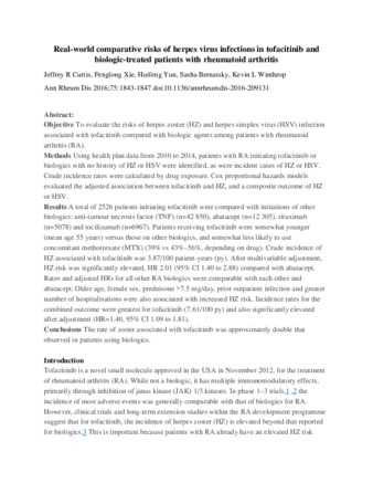 Real-world comparative risks of herpes virus infections in tofacitinib and biologic-treated patients with rheumatoid arthritis. thumbnail