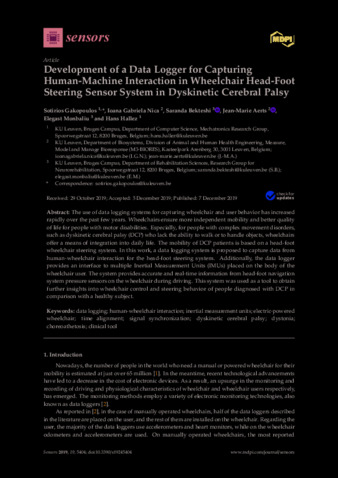 Development of a Data Logger for Capturing Human-Machine Interaction in Wheelchair Head-Foot Steering Sensor System in Dyskinetic Cerebral Palsy thumbnail