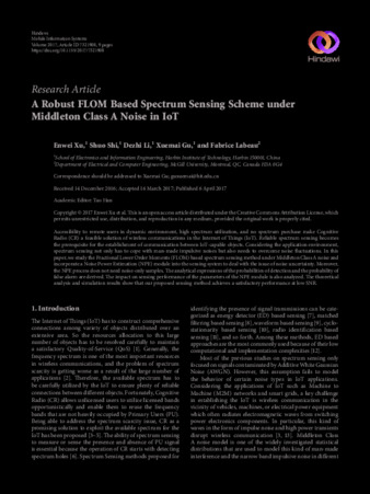 A Robust FLOM Based Spectrum Sensing Scheme under Middleton Class A Noise in IoT thumbnail