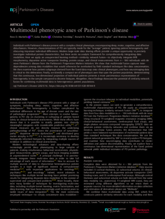 Multimodal phenotypic axes of Parkinson's disease thumbnail