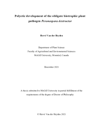 Polyetic development of the obligate biotrophic plant pathogen «Peronospora destructor» thumbnail