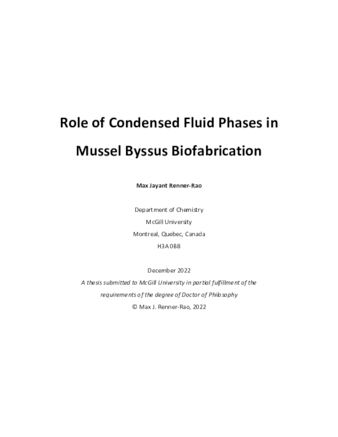 Role of condensed fluid phases in mussel byssus biofabrication thumbnail