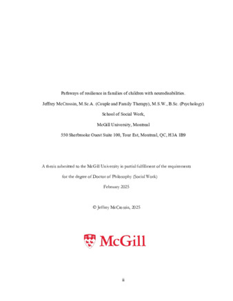 Pathways of resilience in families of children with neurodisabilities. thumbnail