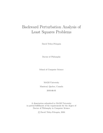 Backward pertubation analysis of least squares problems thumbnail