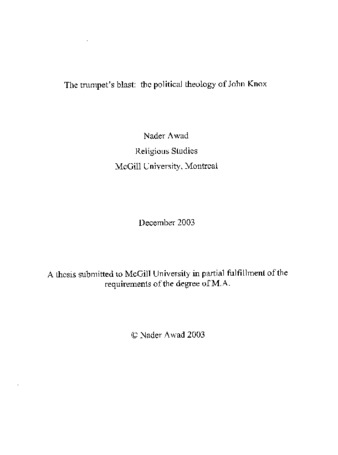 The trumpet's blast : the political theology of John Knox thumbnail