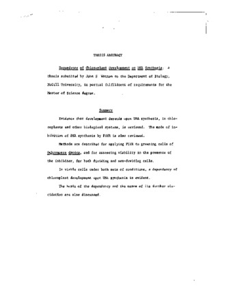 Dependence of chloroplast development of DNA synthesis. thumbnail