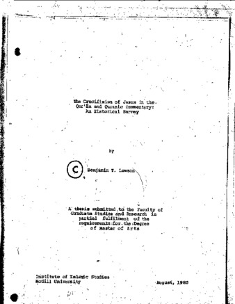 The Crucifixion of Jesus in the Qurʾān and Quranic commentary : an historical survey thumbnail