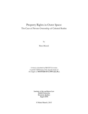 Property rights in outer space: The case of private ownership of celestial bodies thumbnail
