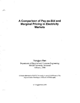 A comparison of pay-as-bid and marginal pricing in electricity markets / thumbnail