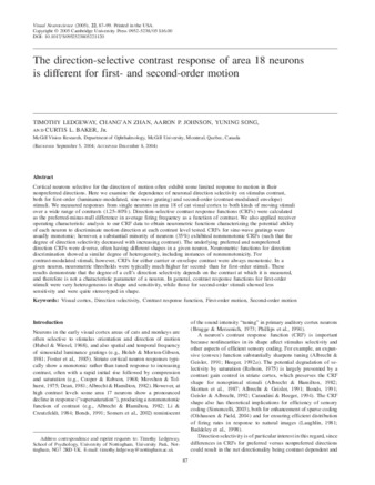 The direction-selective contrast response of area 18 neurons is different for first- and second-order motion thumbnail