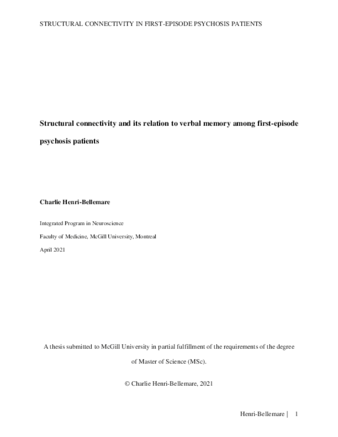 Structural connectivity and its relation to verbal memory among first-episode psychosis patients thumbnail