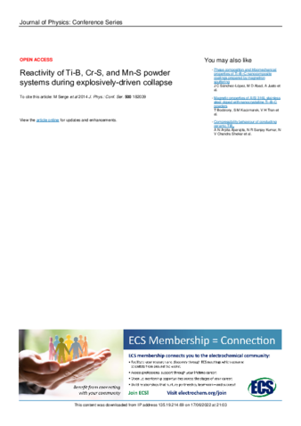 Reactivity of Ti-B, Cr-S, and Mn-S powder systems during explosively-driven collapse thumbnail